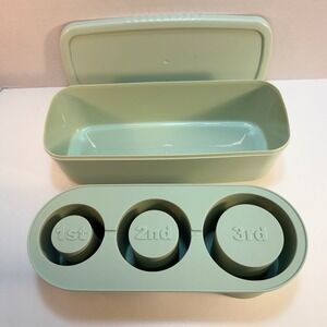 Mint Green 3 Compartment Beverage Drink Ice Container with Lid